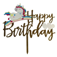 Acrylic Happy Birthday Unicorn On Rainbow Cake Topper