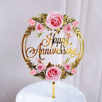Anniversary Acrylic Cake Topper - Flowers