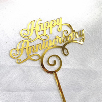 Happy Anniversary Cake Topper - Gold 15.5cm