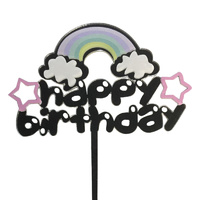 Rainbow Birthday Cake Topper Silver Acrylic