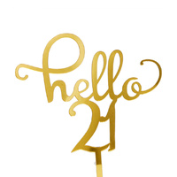 Hello 21 Gold Cake Topper