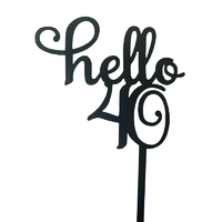 Hello 40 Cake Topper Black