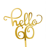 Hello 60 Gold Cake Topper
