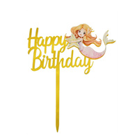 Acrylic Happy Birthday Mermaid & Starfish Cake Topper