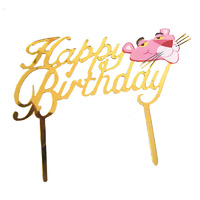 Acrylic Happy Birthday Pink Panther Cake Topper