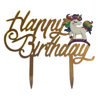 Acrylic Happy Birthday Unicorn  Cake Topper 12.5cm