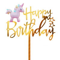 Acrylic Happy Birthday Unicorn Star Cake Topper