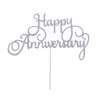 Happy Anniversary Cake Topper Sign Large - Silver