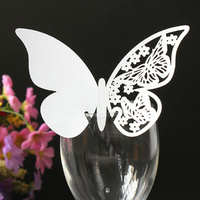 Butterfly Wine Glass Place Card White Pack Of 10