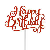 Happy Birthday Cake Topper Sign Large - Red