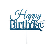 Happy Birthday Cake Topper Sign  - Blue