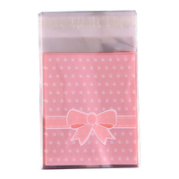 Pink Bow Self Adhesive Bag 10cm 25pcs