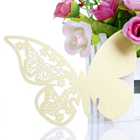Gold Butterfly Wine Glass Name Card Pack Of 10