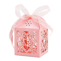 Pink Heart Wedding Favour Boxes - 10 Pack