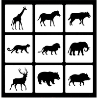 Jungle Animals Silhouettes Stencil 9 Piece Set