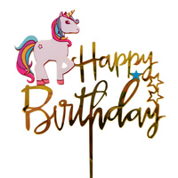 Acrylic Happy Birthday Unicorn Cake Topper 
