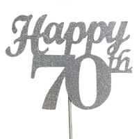 70th Cake Topper Silver