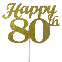 80th Cake Topper Gold