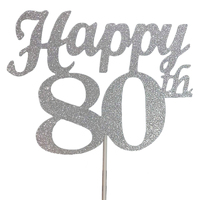 80th Cake Topper Silver