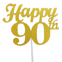 90th Cake Topper Gold