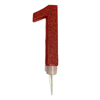 Xtra Large Red Glitter Number 1 Candle 11.5cm