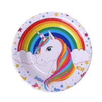 Plates Paper Unicorn Rainbow White - 8PK