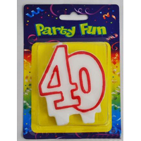 Red & White Number 40 Candle