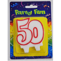 Red & White Number 50 Candle