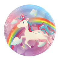 Plates Paper Unicorn Rainbow  - 8PK