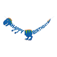 Blue Dinosaur Happy Birthday Banner