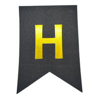 Glitter Black Happy Birthday Flag Banner