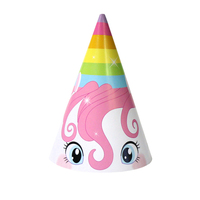 Unicorn Pink Mane Rainbow Party Hat 8pc