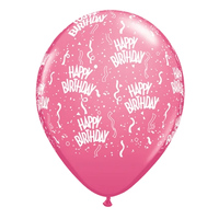 Fuchsia Happy Birthday Balloons 6pcs