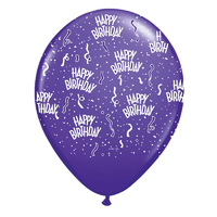 Purple Happy Birthday Balloons 6pcs
