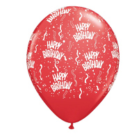 Red Happy Birthday Balloons 6pcs
