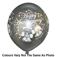 Happy Anniversary Balloons 6pcs Assorted Colours