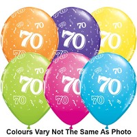70th Balloons 6pcs Assorted Colours