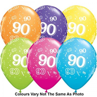 90th Balloons 6pcs Assorted Colours