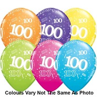 100th Balloons 6pcs Assorted Colours