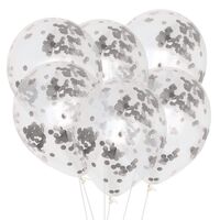 Silver Confetti Balloons 6pcs