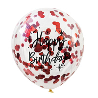 Red Confetti Balloons Printed Happy Birthday 6pcs