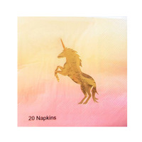 Napkins Gold Unicorn Ombre Pink/yellow - 20PK