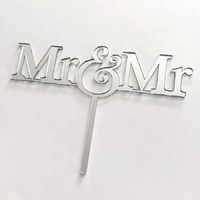 Mrs & Mr  Cake Topper Silver