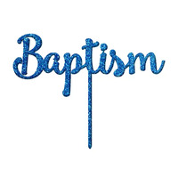 Baptism Blue Glitter Cake Topper
