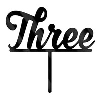 Number Three Black Cake Topper