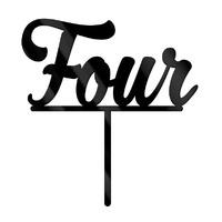 Number Four Black Cake Topper
