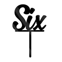 Number Six Black Cake Topper