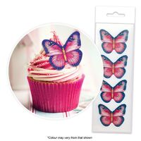 Pink & Purple Wafer Butterfly 16 Pack