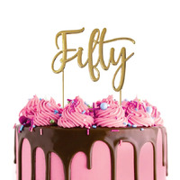 Gold Metal Fifty Cake Topper