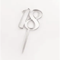 #18 Acrylic Cupcake Topper 12 pack Silver Mirror